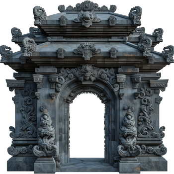 AI generated Bali Temple Stone Gate Isolated on Transparent Background ,generative ai png