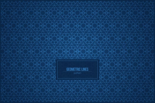 geometric lines pattern with arabic style shape and dark blue background vector