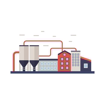 Factory building, power electricity, industry manufactory buildings flat icon isolated vector illustration.