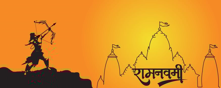 Happy Ram Navami cultural Banner Hindu festival vertical post wishes celebration card Ram Navami celebration background vector