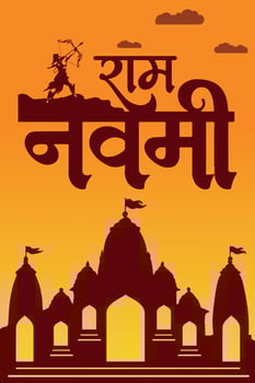 Happy Ram Navami cultural Banner Hindu festival vertical post wishes celebration card Ram Navami celebration background vector