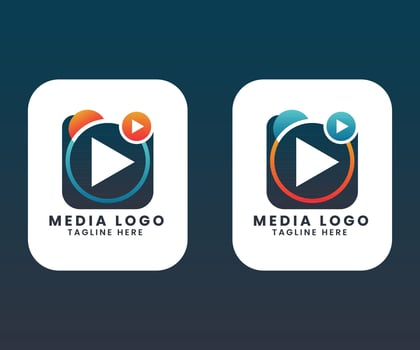 Creative multimedia play audio video tv movie cinema player concept vector logo design template