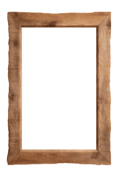 AI generated an old wooden rectangular frame isolated on a transparent background, PNG