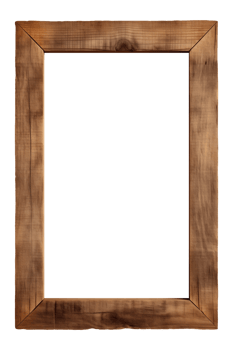 AI generated an old wooden rectangular frame isolated on a transparent background, PNG