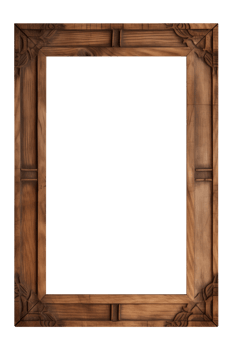 AI generated an old wooden rectangular frame isolated on a transparent background, PNG