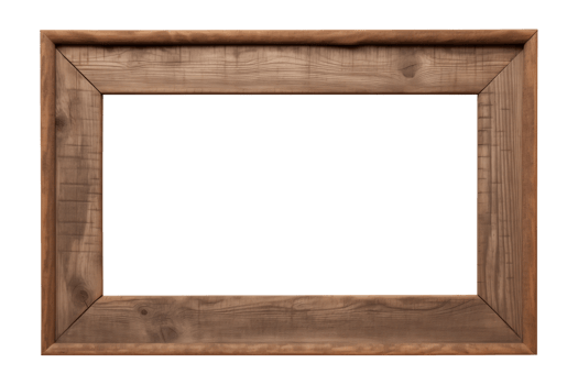 AI generated an old wooden rectangular frame isolated on a transparent background, PNG