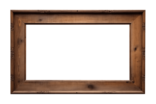 AI generated an old wooden rectangular frame isolated on a transparent background, PNG