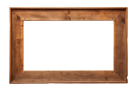 AI generated an old wooden rectangular frame isolated on a transparent background, PNG