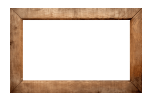 AI generated an old wooden rectangular frame isolated on a transparent background, PNG