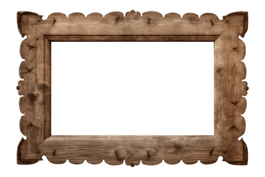 AI generated an old wooden rectangular frame isolated on a transparent background, PNG