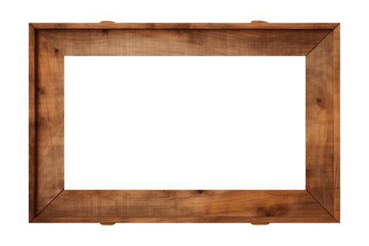 AI generated an old wooden rectangular frame isolated on a transparent background, PNG