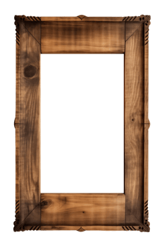 AI generated an old wooden rectangular frame isolated on a transparent background, PNG