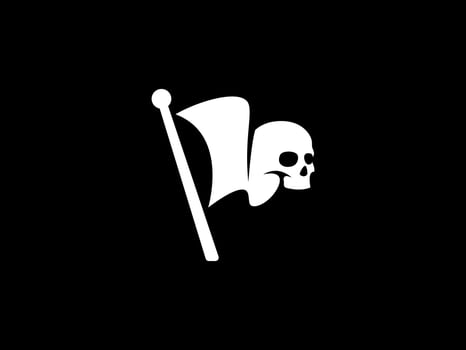 flag and skull logo vector illustration. dark ghost flag logo template