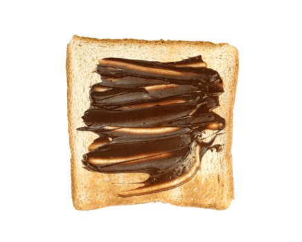 Toasted slice bread with chocolate spread isolated png