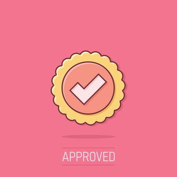 Winner icon in comic style. Rosette award cartoon vector illustration on isolated background. Medal splash effect business concept.