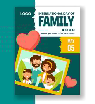 Day of Family Vertical Poster Flat Cartoon Hand Drawn Templates Background Illustration vector