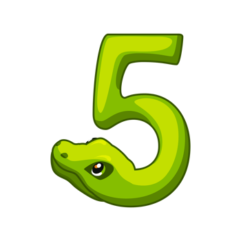 Snake font. Digit 5. Cartoon Five number png