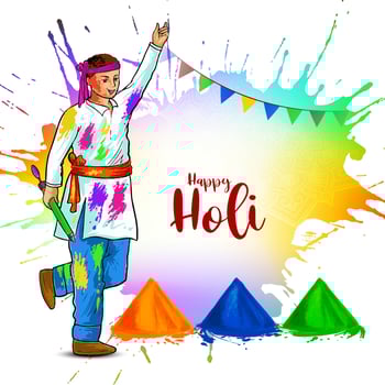 Happy Holi cultural Indian festival of colors celebration greeting card vector