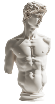 AI generated Historical vintage statue with cracks on an isolated transparent background png
