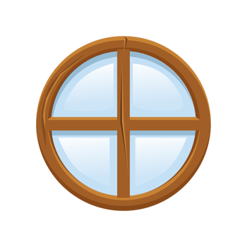 Cartoon Wooden round window png