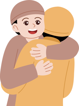 cute kid hugging cartoon character png