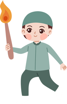 cute muslim kid carrying torch for torch parade png