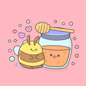 fat bee natural honey jam fly with cute facial expressions and pastel colour vector