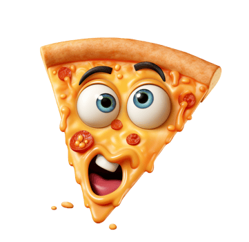 AI generated Surprised Pizza Slice Character PNG
