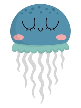 Vector jellyfish icon. Under the sea illustration with cute funny jelly fish. Ocean animal clipart. Cartoon underwater or marine clip art for children isolated on white background
