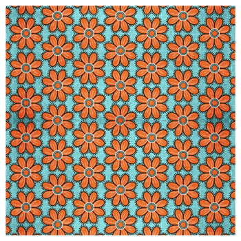 Modern Orange Flower Pattern On Blue png