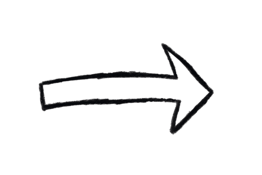 Arrow sign drawn with black crayon pencil isolated on transparent background png