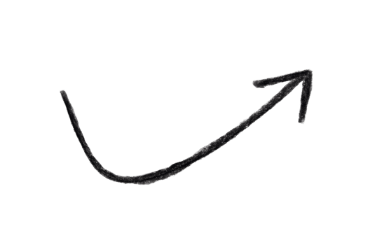 Arrow sign drawn with black crayon pencil isolated on transparent background png