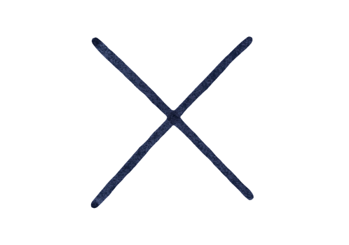 Hand drawn black x sign on transparent background png