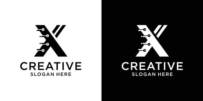 letter x technology logo design vector
