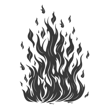 AI generated Silhouette Fire flame flare blaze black color only png
