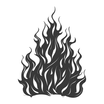 AI generated Silhouette Fire flame flare blaze black color only png