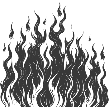 AI generated Silhouette Fire flame flare blaze black color only png