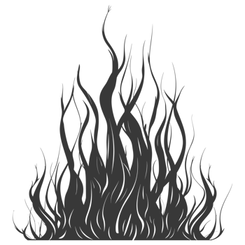 AI generated Silhouette Fire flame flare blaze black color only png