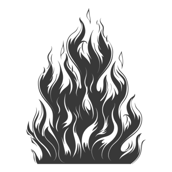 AI generated Silhouette Fire flame flare blaze black color only png