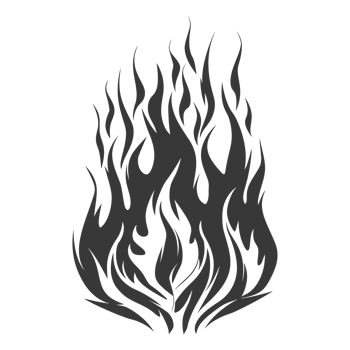 AI generated Silhouette Fire flame flare blaze black color only png