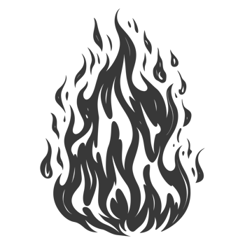 AI generated Silhouette Fire flame flare blaze black color only png