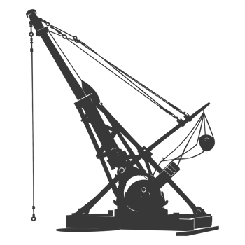 AI generated Silhouette Giant Sling Trebuchet full black color only png