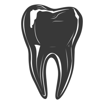Silhouette cavity tooth black color only full body png