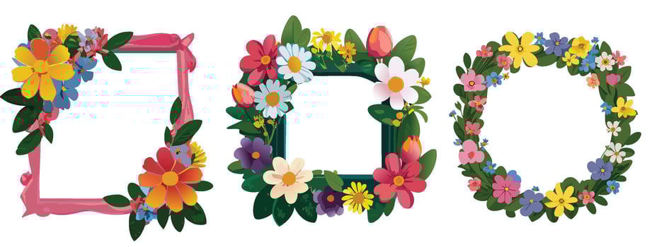 Wreaths, floral frames, watercolor flower frame illustrations template Perfectly for greeting card wedding invitation card design vector