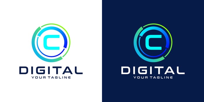 letter C logo design template technology, modern circle logo digital, technology, connection, data, media, circle line vector