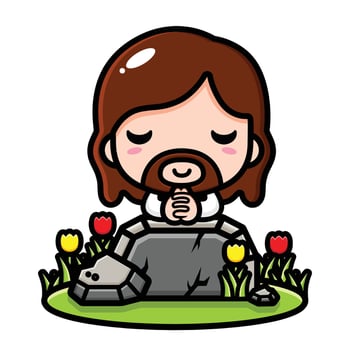 Cute Jesus Christ is praying vector
