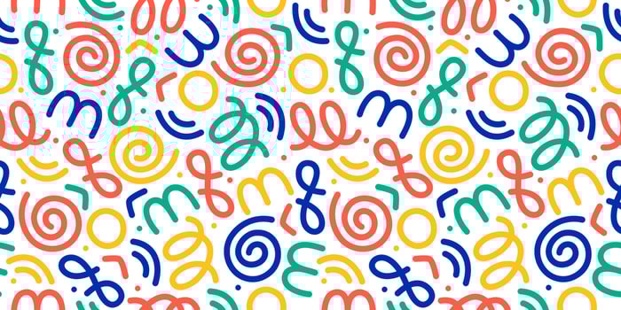 Colorful doodle lines repeat pattern. Vector illustration for prints.