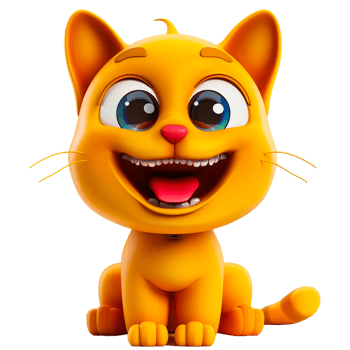 AI generated Cartoon ginger cat mascot smiley face png