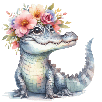 AI generated cute alligator with background png