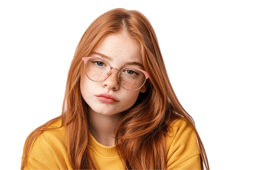 AI generated Young Girl with a Serious Expression png